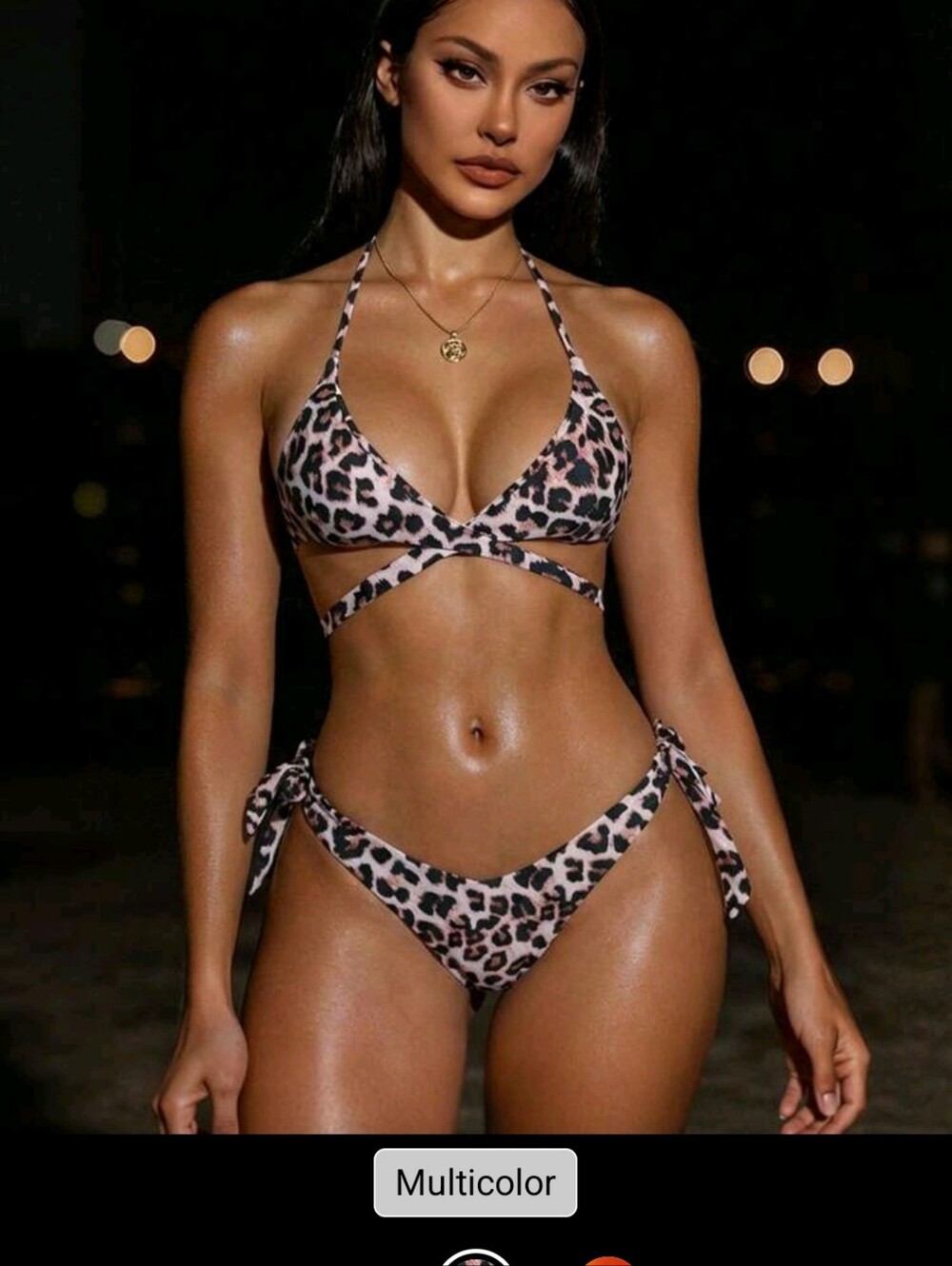 Leopard Print Tie-Side Bikini - Multicolor